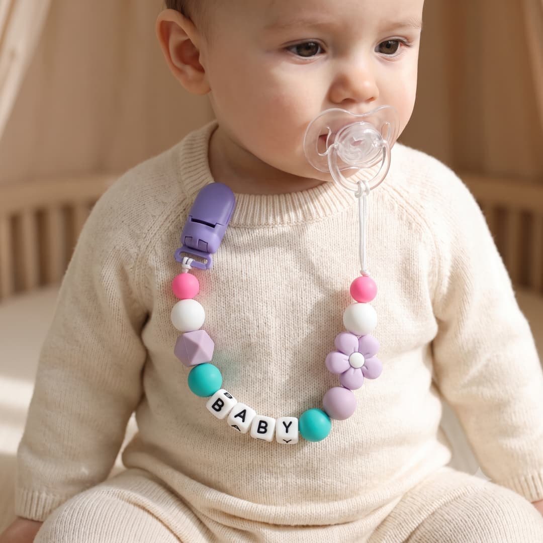 Baby Pacifier Clip - Prendedor de Chupeta Personalizado com Nome,